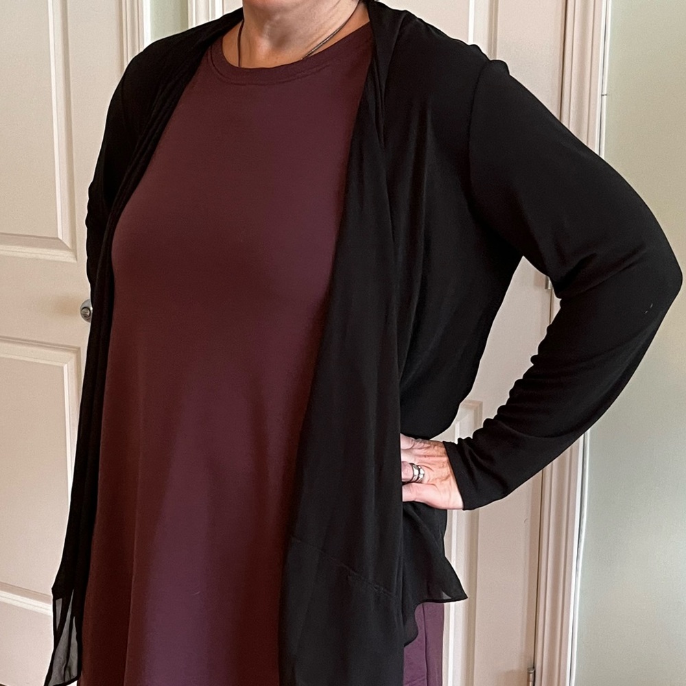 Eileen Fisher lovely black, lightweight open front jacket